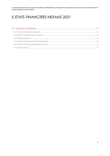 Vorschaubild Nexans Finanzmitteilung 2021