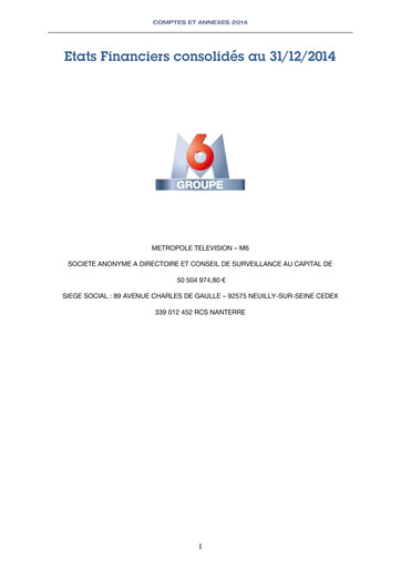 Miniature Métropole Télévision (Groupe M6) Rapport financier 2014