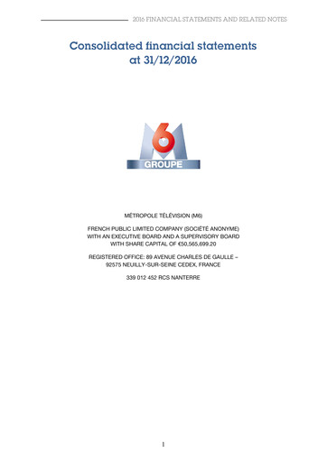 Vorschaubild Métropole Télévision (Groupe M6) Finanzmitteilung 2016