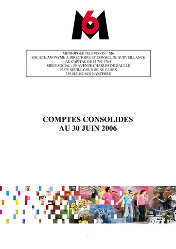 Thumbnail Métropole Télévision (Groupe M6) Half-year Report 2006-h1