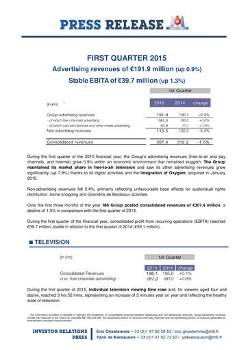 Thumbnail Métropole Télévision (Groupe M6) Quarterly Report 2015-q1