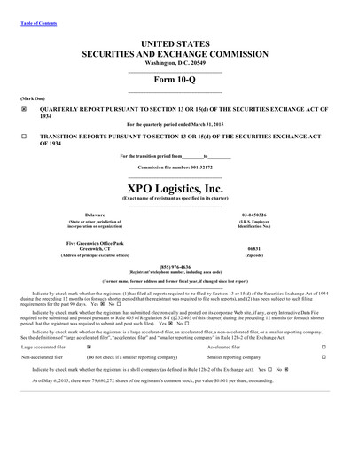 Thumbnail XPO Logistics Quarterly Report 2015-q1