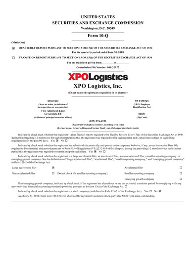 Thumbnail XPO Logistics Quarterly Report 2018-q2