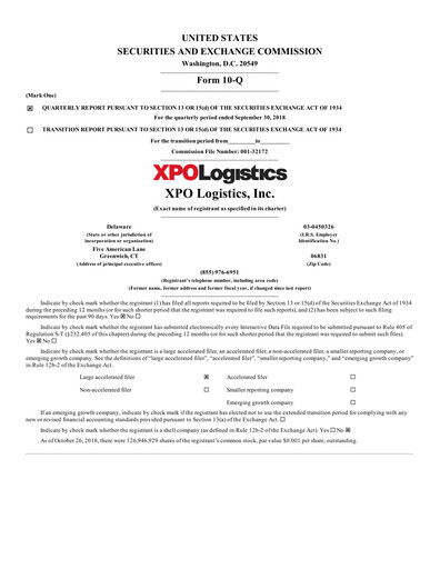 Thumbnail XPO Logistics Quarterly Report 2018-q3