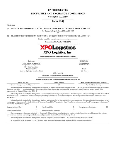 Thumbnail XPO Logistics Quarterly Report 2019-q1