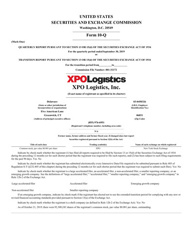 Thumbnail XPO Logistics Quarterly Report 2019-q3