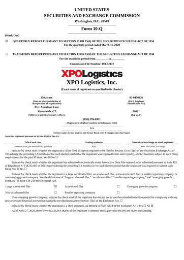 Thumbnail XPO Logistics Quarterly Report 2020-q1