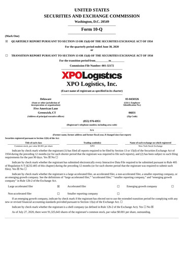 Thumbnail XPO Logistics Quarterly Report 2020-q2