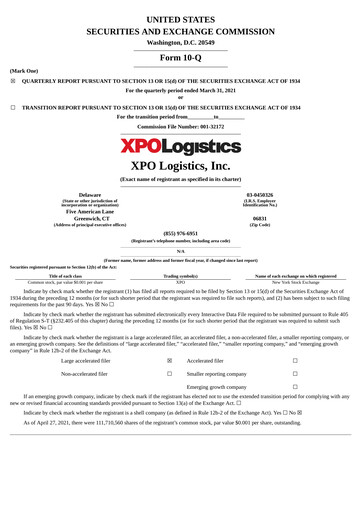Thumbnail XPO Logistics Quarterly Report 2021-q1