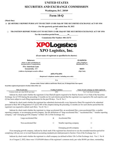 Vorschaubild XPO Logistics Quartalsbericht 2022-q2