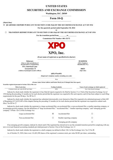 Thumbnail XPO Logistics Quarterly Report 2024-q3