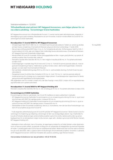 Thumbnail MT Højgaard Holding Quarterly Report 2020-q1
