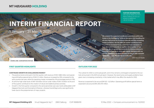 Thumbnail MT Højgaard Holding Quarterly Report 2022-q1