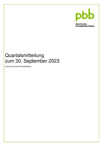 Vorschaubild Deutsche Pfandbriefbank Quartalsbericht 2023-q3