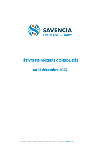 Thumbnail Savencia Fromage & Dairy Financial Statement 2025