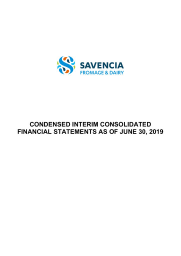 Thumbnail Savencia Fromage & Dairy Half-year Report 2019-h1