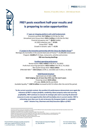 Miniature Frey SA Rapport semestriel 2023