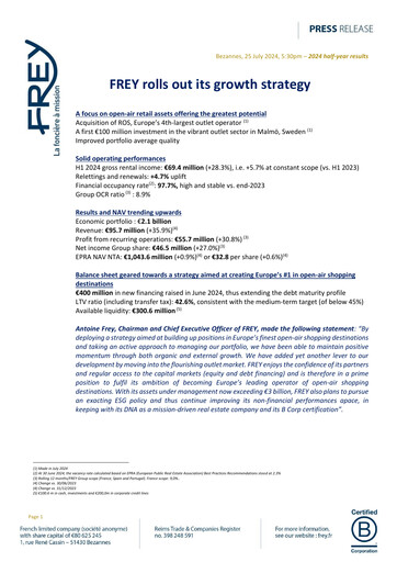 Miniature Frey SA Rapport semestriel 2024