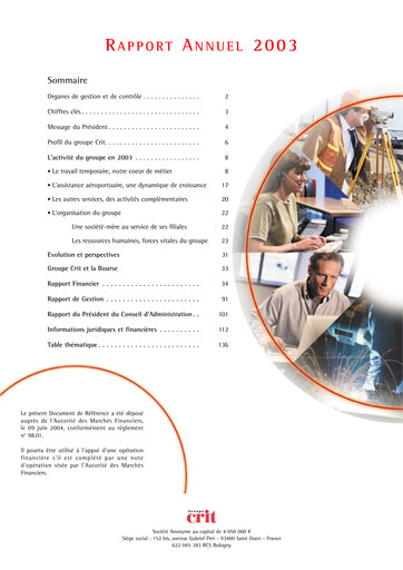 Thumbnail Groupe CRIT  Annual Report 2003