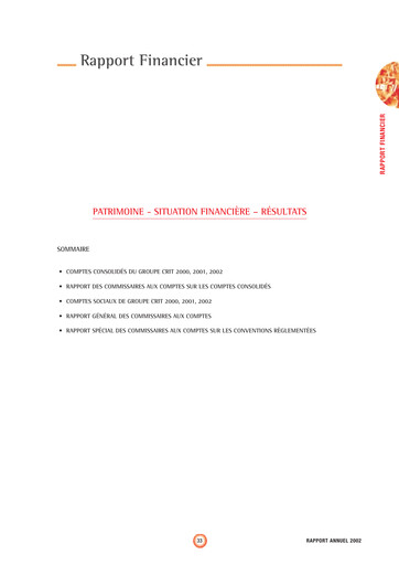 Vorschaubild Groupe CRIT  Finanzmitteilung 2002