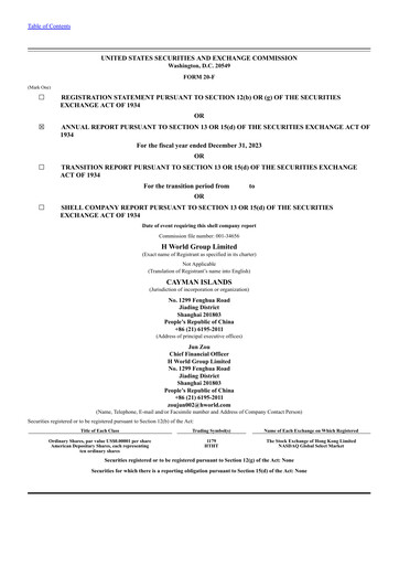 Vorschaubild H World Group Limited Jahresbericht 2023