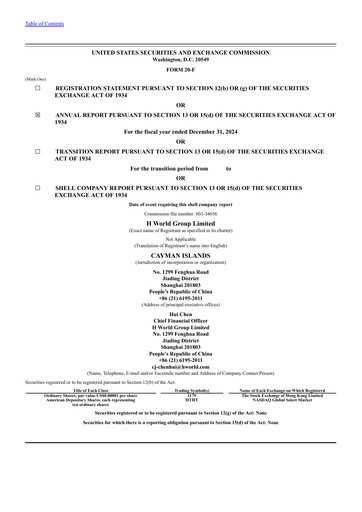 Vorschaubild H World Group Limited Jahresbericht 2024