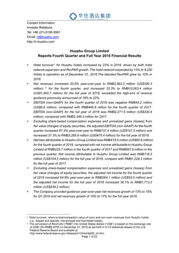 Miniature H World Group Limited Rapport trimestriel 2018-q4