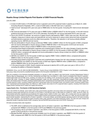 Miniature H World Group Limited Rapport trimestriel 2020-q1