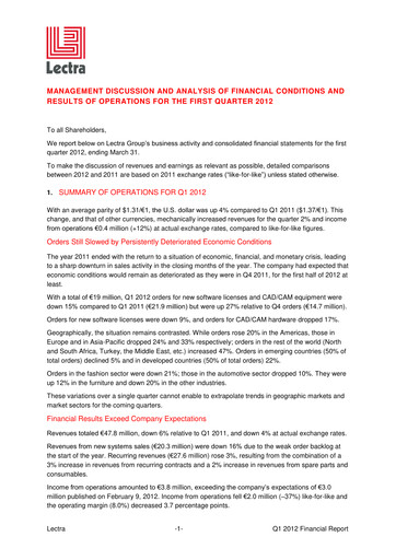 Thumbnail Lectra SA Quarterly Report 2012-q1