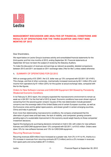 Thumbnail Lectra SA Quarterly Report 2012-q3