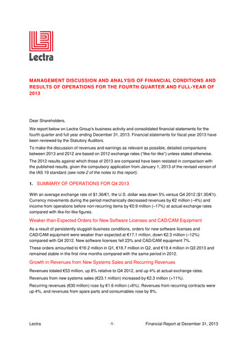 Thumbnail Lectra SA Quarterly Report 2013-q4