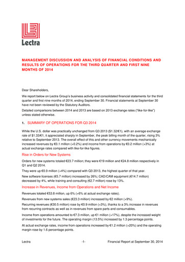 Thumbnail Lectra SA Quarterly Report 2014-q3