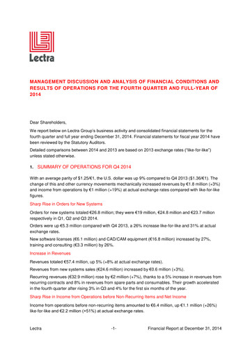 Thumbnail Lectra SA Quarterly Report 2014-q4