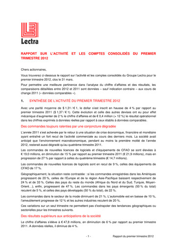 Thumbnail Lectra SA Quarterly Report 2012-q1