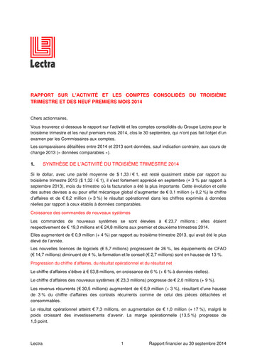 Thumbnail Lectra SA Quarterly Report 2014-q3
