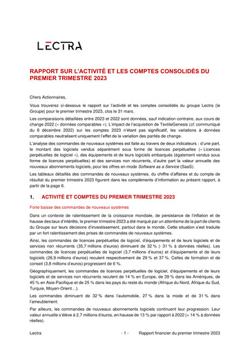 Thumbnail Lectra SA Quarterly Report 2023-q1