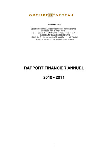 Thumbnail Bénéteau Financial Report 2010-2011