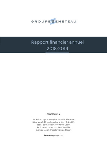 Thumbnail Bénéteau Financial Report 2018-2019