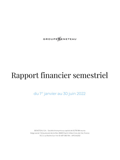 Thumbnail Bénéteau Half-year Report 2022-h1