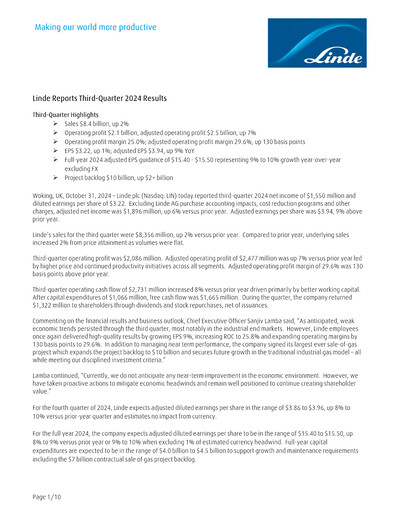 Thumbnail Linde Quarterly Report 2024-q3