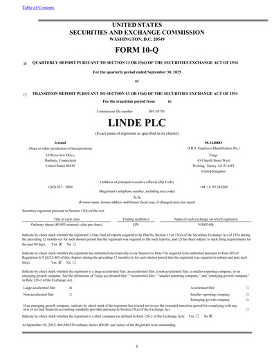 Thumbnail Linde Quarterly Report 2025-q3