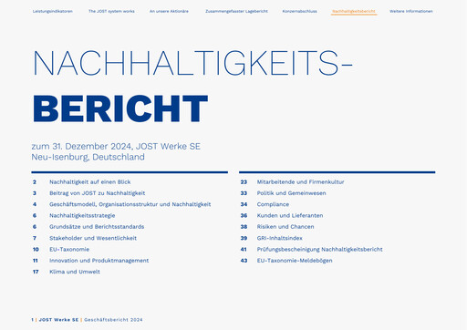 Thumbnail JOST Werke SE Sustainability Report 2024