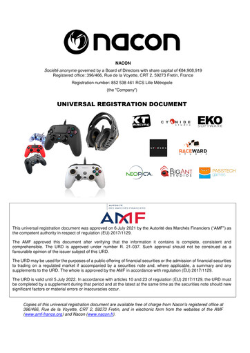 Thumbnail Nacon Universal Registration Document 2020-2021