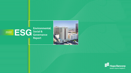 Thumbnail Hope Bancorp ESG Report 2022