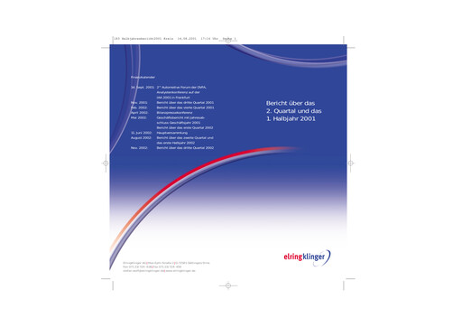 Thumbnail ElringKlinger Half-year Report 2001-h1
