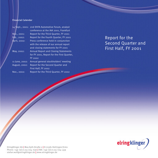Thumbnail ElringKlinger Half-year Report 2001-h1
