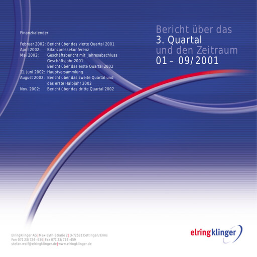 Thumbnail ElringKlinger Quarterly Report 2001-q3