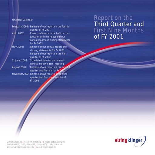 Thumbnail ElringKlinger Quarterly Report 2001-q3