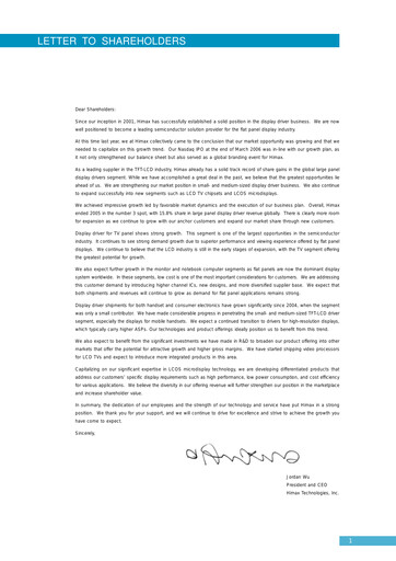 Thumbnail Himax Technologies Annual Report 2005