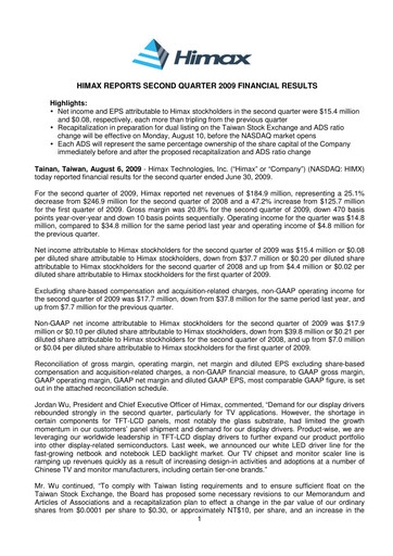 Vorschaubild Himax Technologies Quartalsbericht 2009-q2